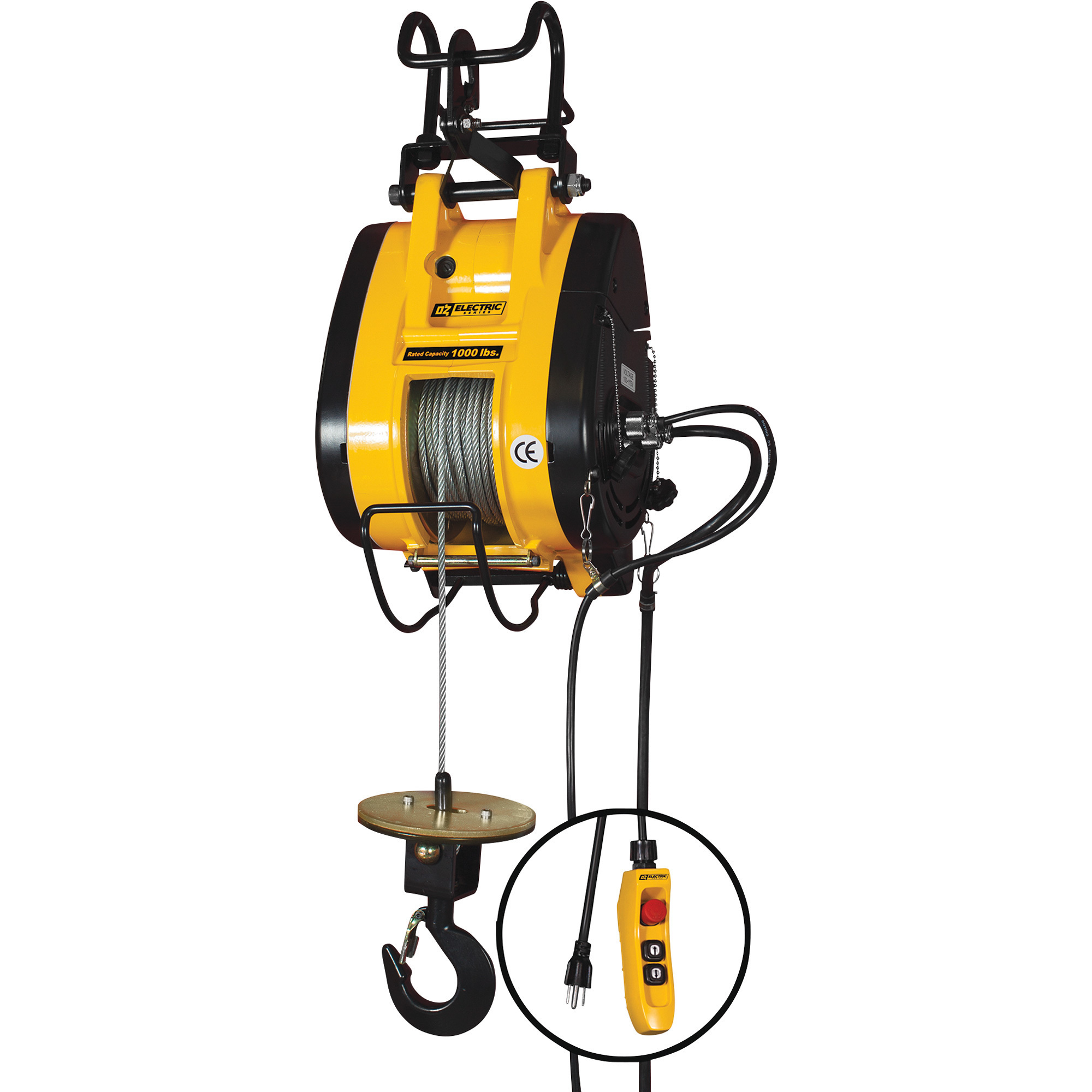 OZ Lifting Products Electric Builder's Hoist, 1000-Lb. Capacity Single Line, 90ft. Lift, Model# OBH1000